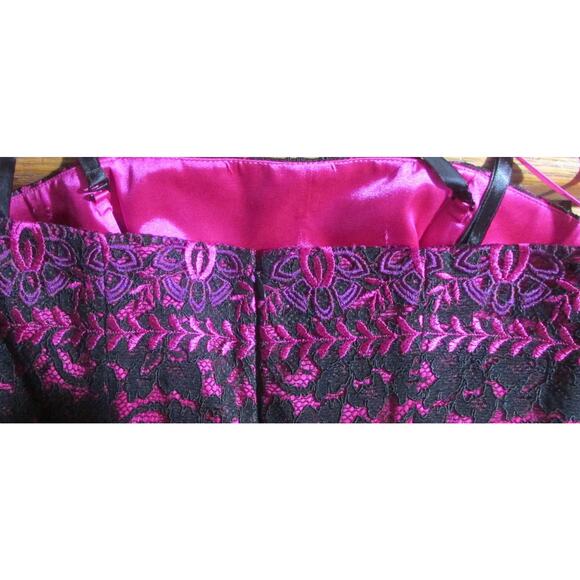 Vtg Betsey Johnson Black Pink Dress 6 Lace Overlay Embroidered Whimsigoth New - Picture 11 of 16